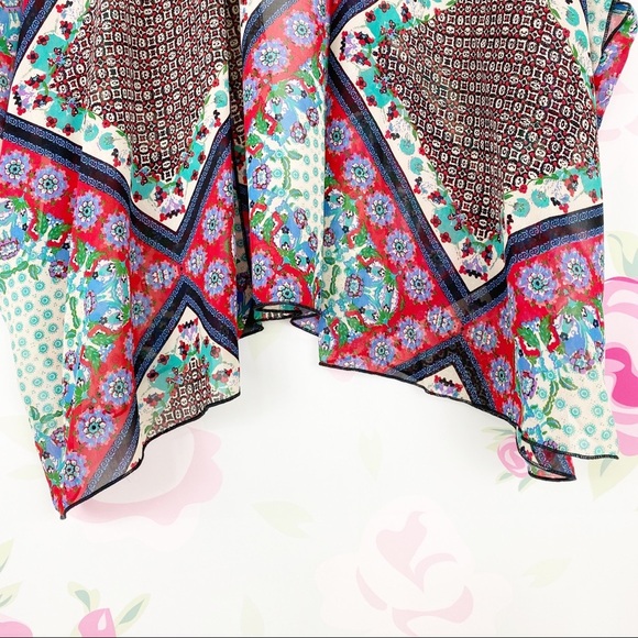 Band of Gypsies Floral Boho Floral Scarf Print Kimono Swim Cover S M - Picture 3 of 7